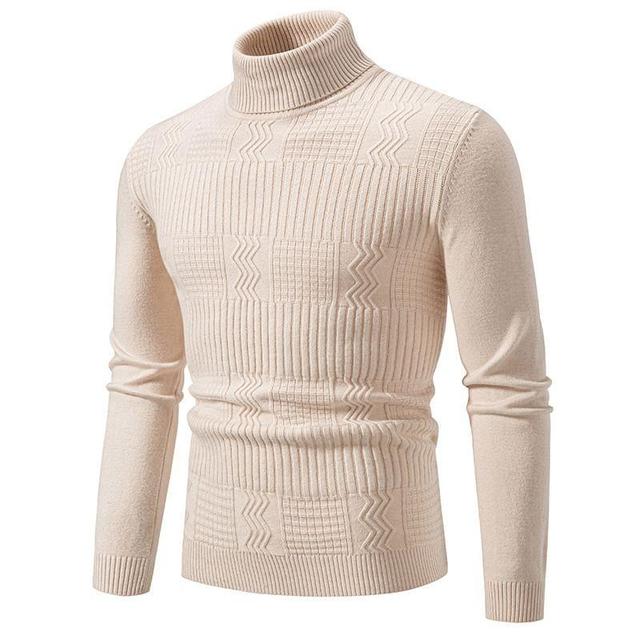 Long Sleeve Turtleneck Ribbed Knit Top Fit Pullover Sweater Product Image