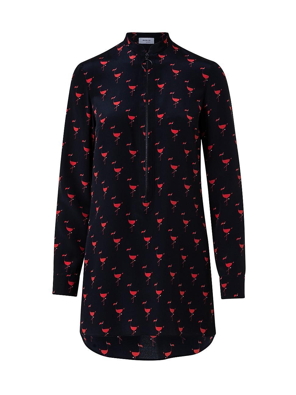 Akris punto Flamingo Print Silk Crpe de Chine Shirt Product Image