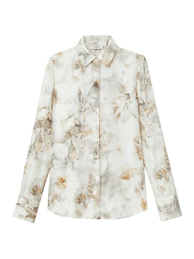 Scottie Botanical-Print Silk Twill Blouse Product Image