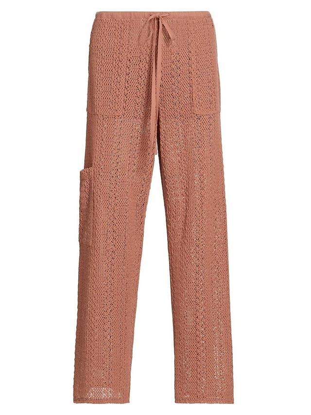 Womens Finley Cotton-Blend Crochet Knit Pants Product Image