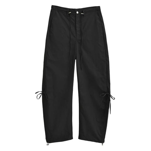 Low Rise Plain Drawstring Loose Fit Cargo Pants Product Image