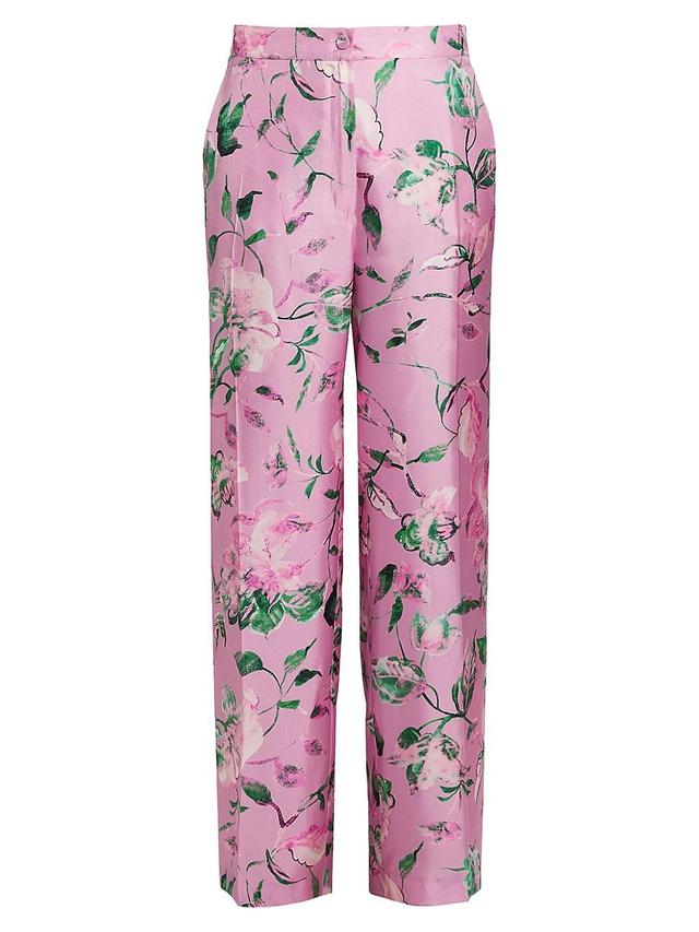 Womens Maremma Floral Silk Trousers Product Image