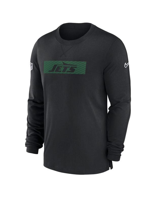 NIKE Men's Black New York Jets Sideline Player Performance Long Sleeve T-shirt Product Image