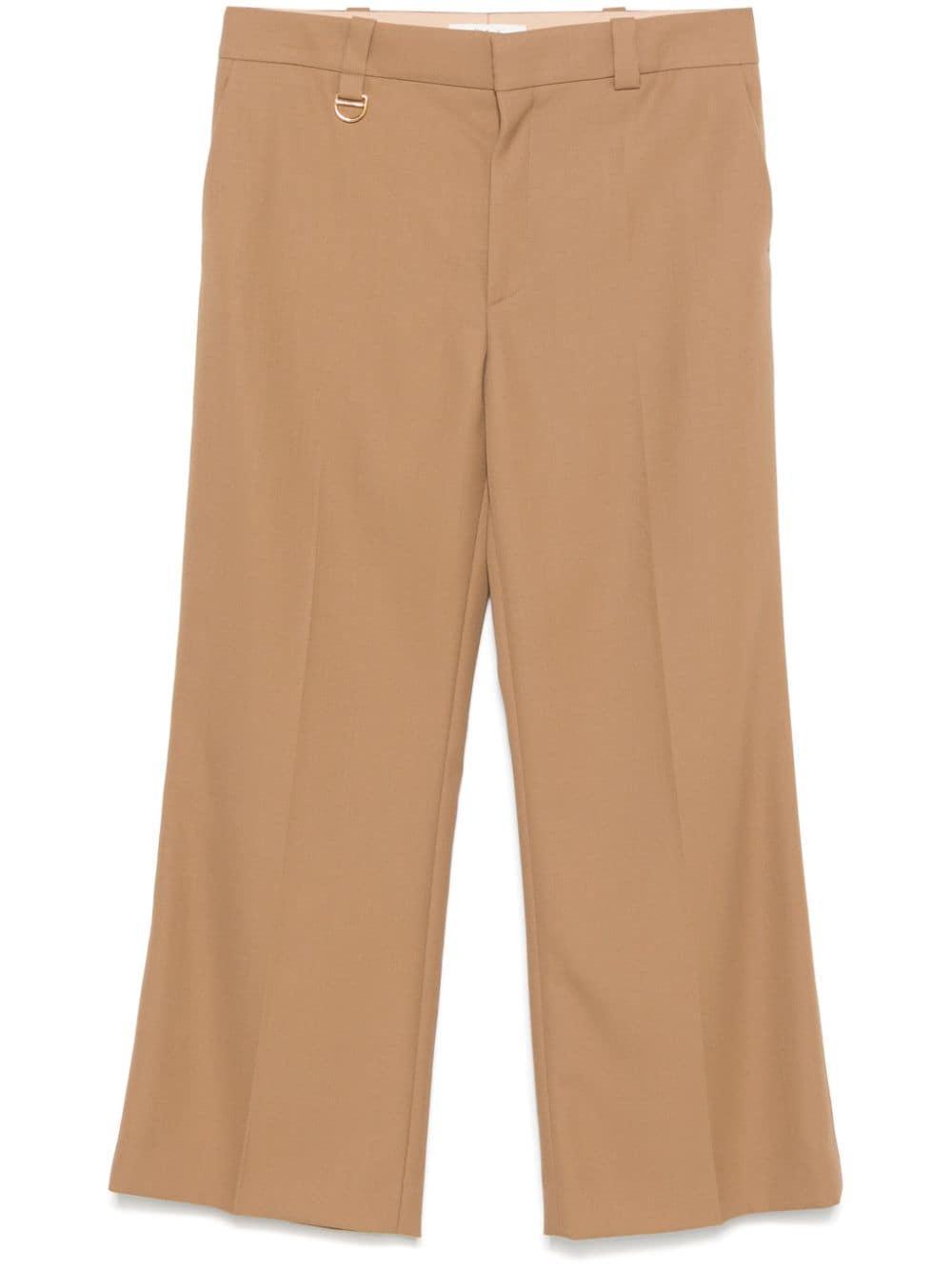 CHLOÉ Cropped Tailored Pants In Wool Grain De Poudre Brown Size 2 100% Wool Product Image