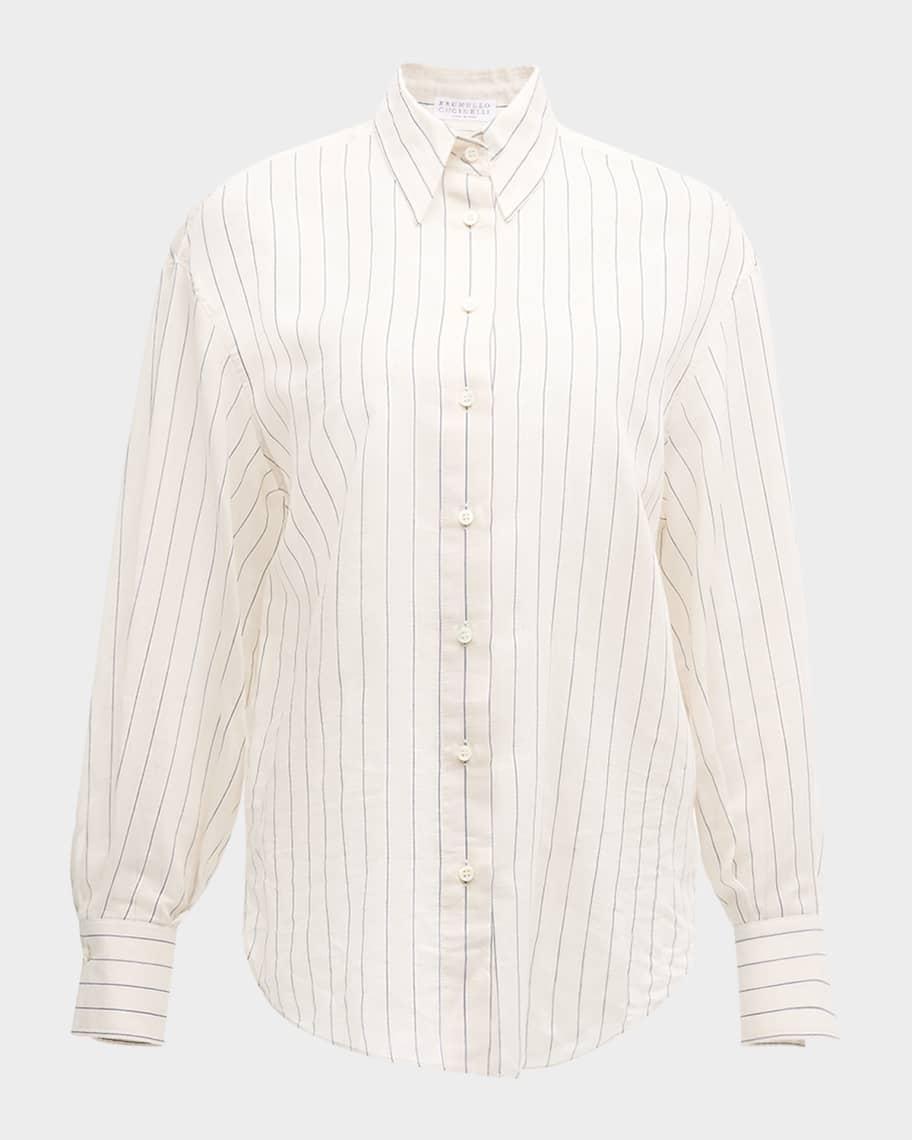 Cotton Silk Lurex Striped Blouse Product Image