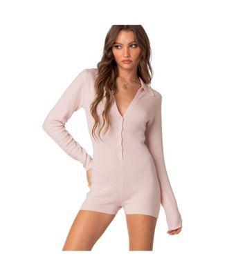 Womens Lillian button front knit romper Product Image