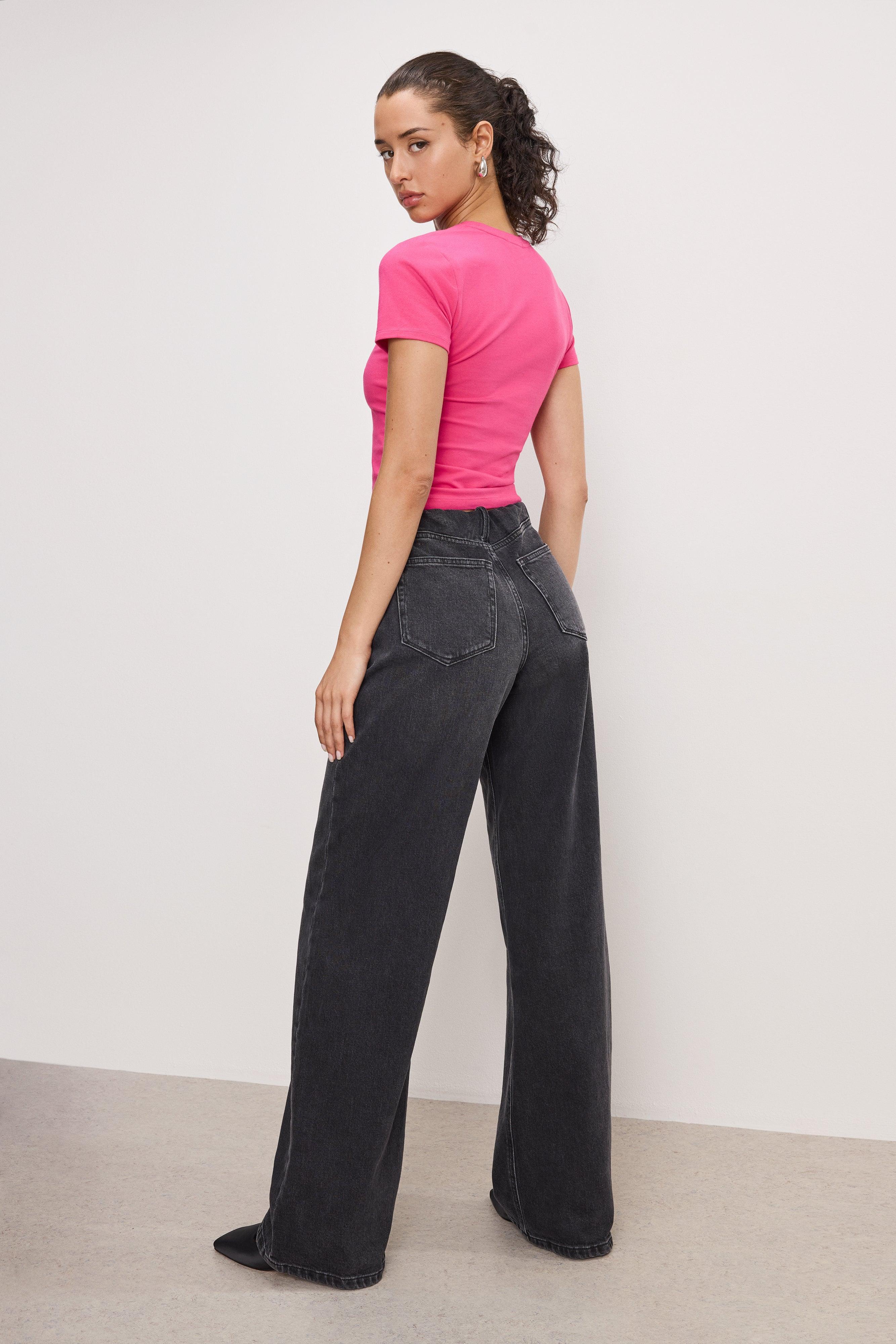 WIDE LEG PULL-ON JEANS | BLACK351 Product Image