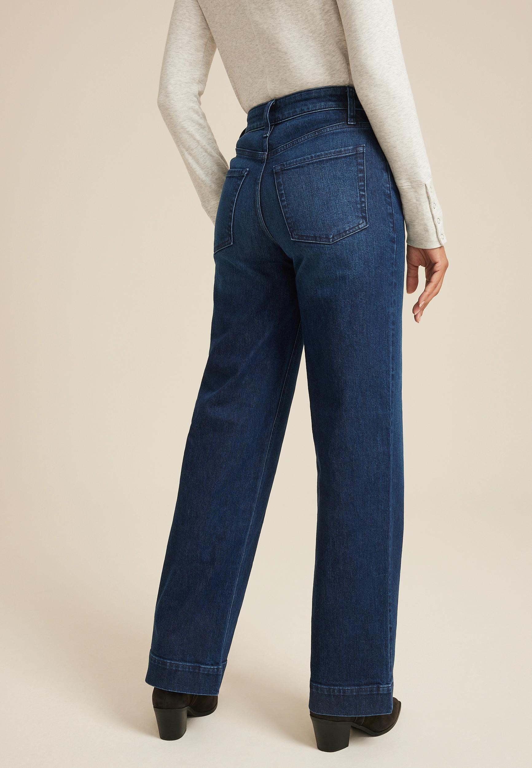 Dark High Rise Wide Leg Jean Product Image