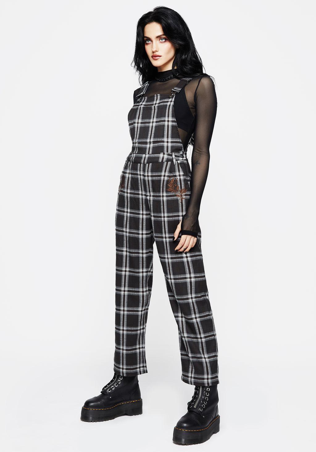 Persimmon Embroidered Check Dungarees Product Image