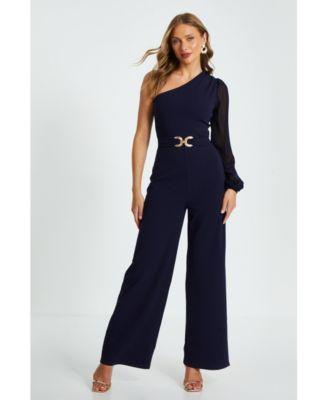 Quiz Womens Scuba Crepe One Shoulder Palazzo Jumpsuit Product Image