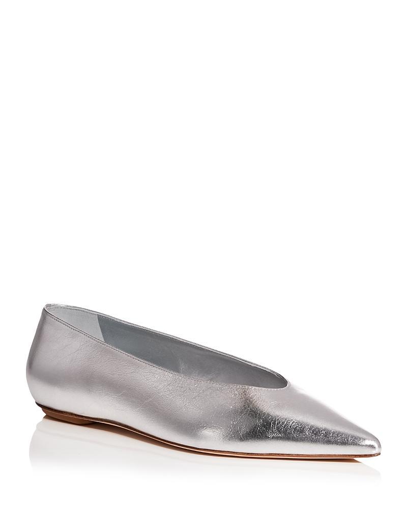 Lina Leather Point-toe Ballerina Flats In Tan Product Image