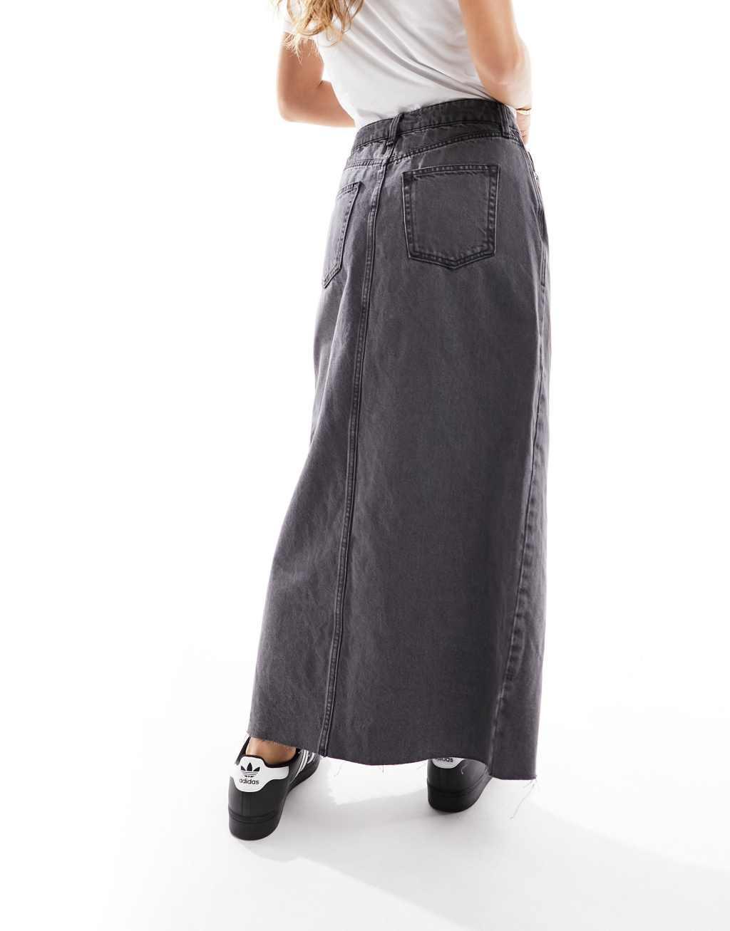 River Island Petite split front denim midaxi skirt Product Image