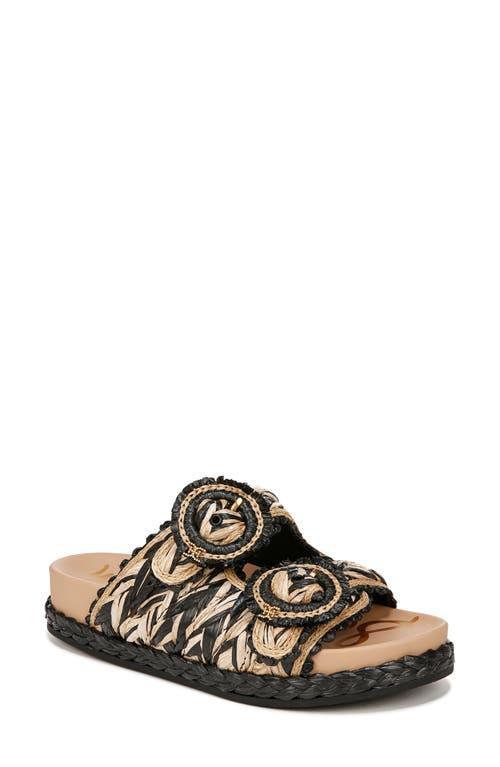 Sam Edelman Reina Braided Platform Sandal Black/Natural Raffia Product Image