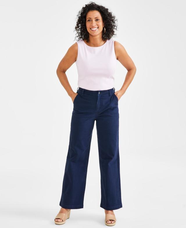 Style & Co Womens High-Rise Wide-Leg Twill Pants, Created for Macys Product Image