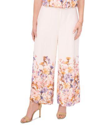 Petite Floral-Print Pull-On Wide-Leg Pants Product Image