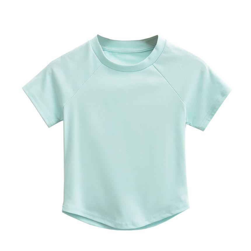 Short-Sleeve Crewneck Plain Crop Tee Product Image