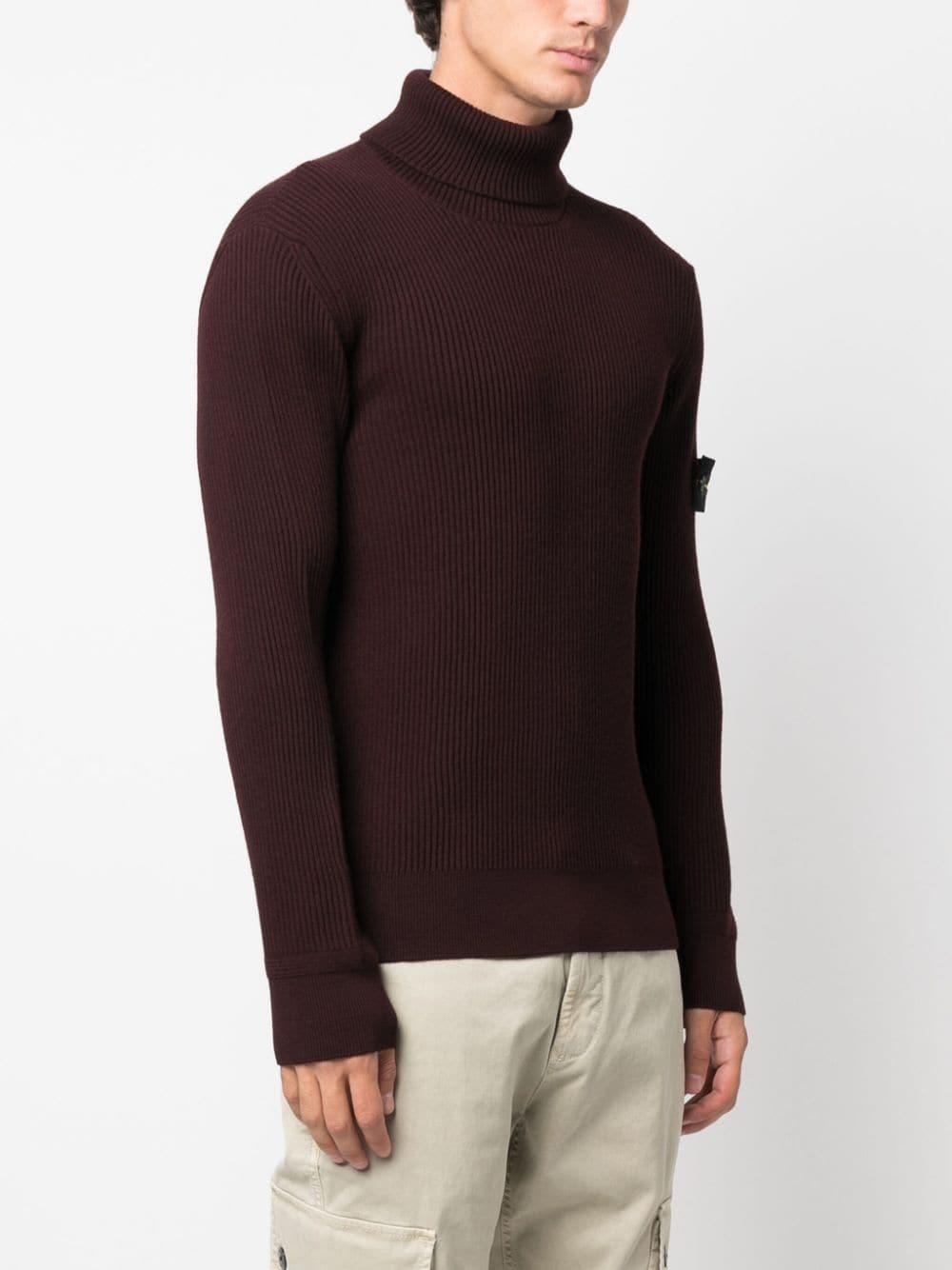 Compass-patch Roll-neck Jumper In Pink & Purple Product Image