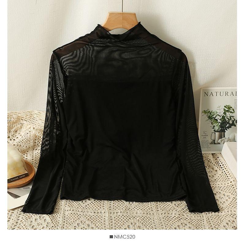 Two-Tone Mock-Neck Top in 5 Colors Product Image