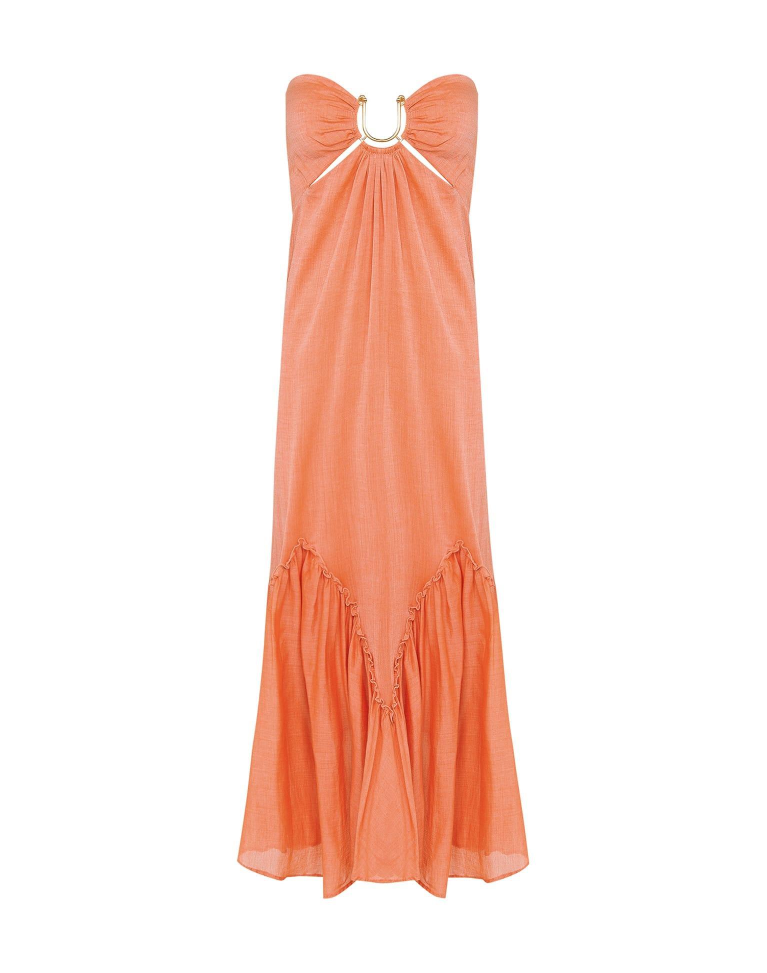 Harper Detail Long Dress - Grapefruit Product Image