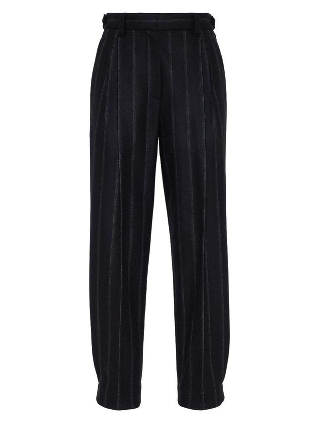 Womens Techno Virgin Wool Striped Flannel Sartorial Baggy Trousers Product Image