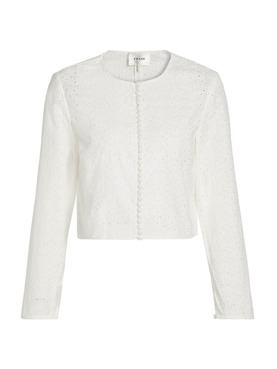 Womens Floral Eyelet Crop Jacket Product Image