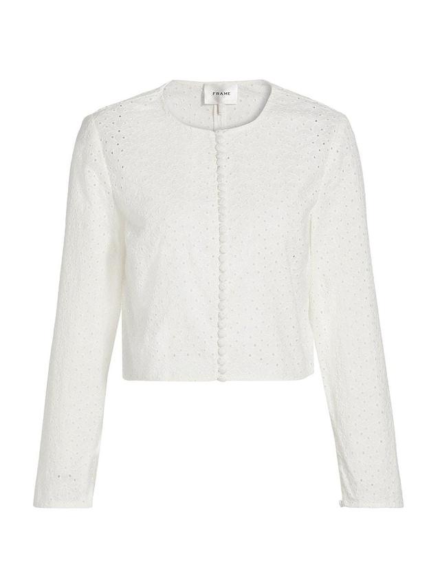 Womens Floral Eyelet Crop Jacket Product Image