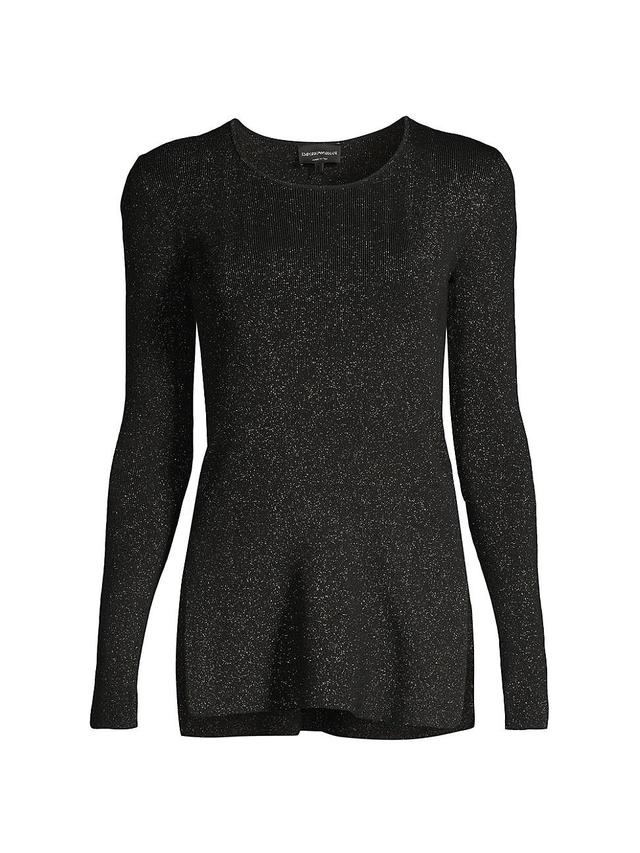 Womens Metallic Knit Long-Sleeve Blouse Product Image