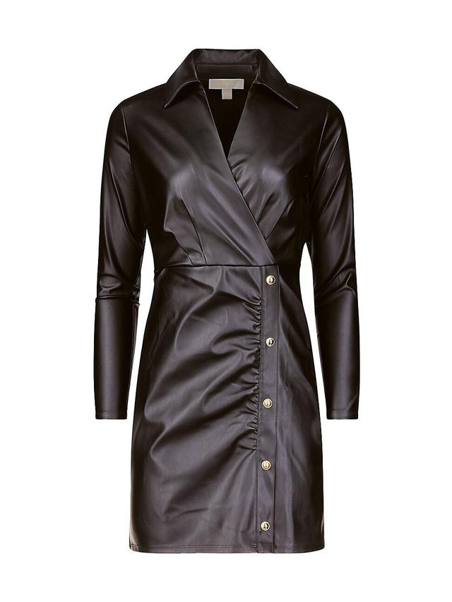 Womens Faux Leather Wrap Minidress Product Image