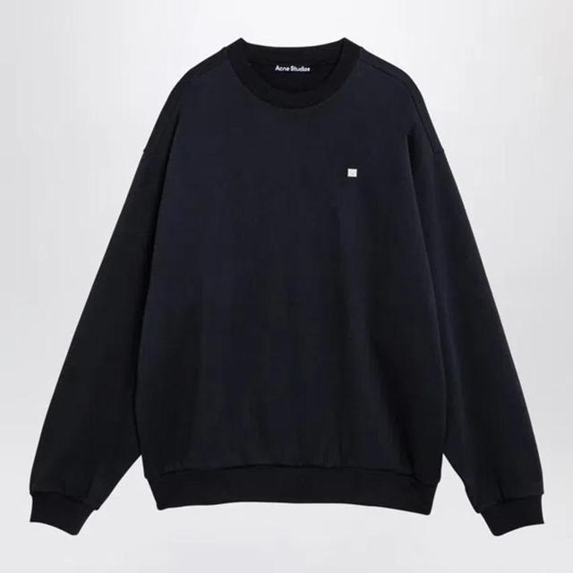 ACNE STUDIOS Black Cotton Crewneck Sweatshirt In Gray Product Image