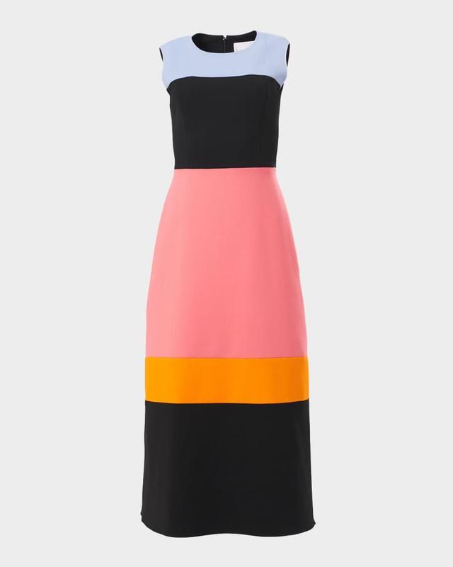 Colorblock Sleeveless A-Line Midi Dress Product Image