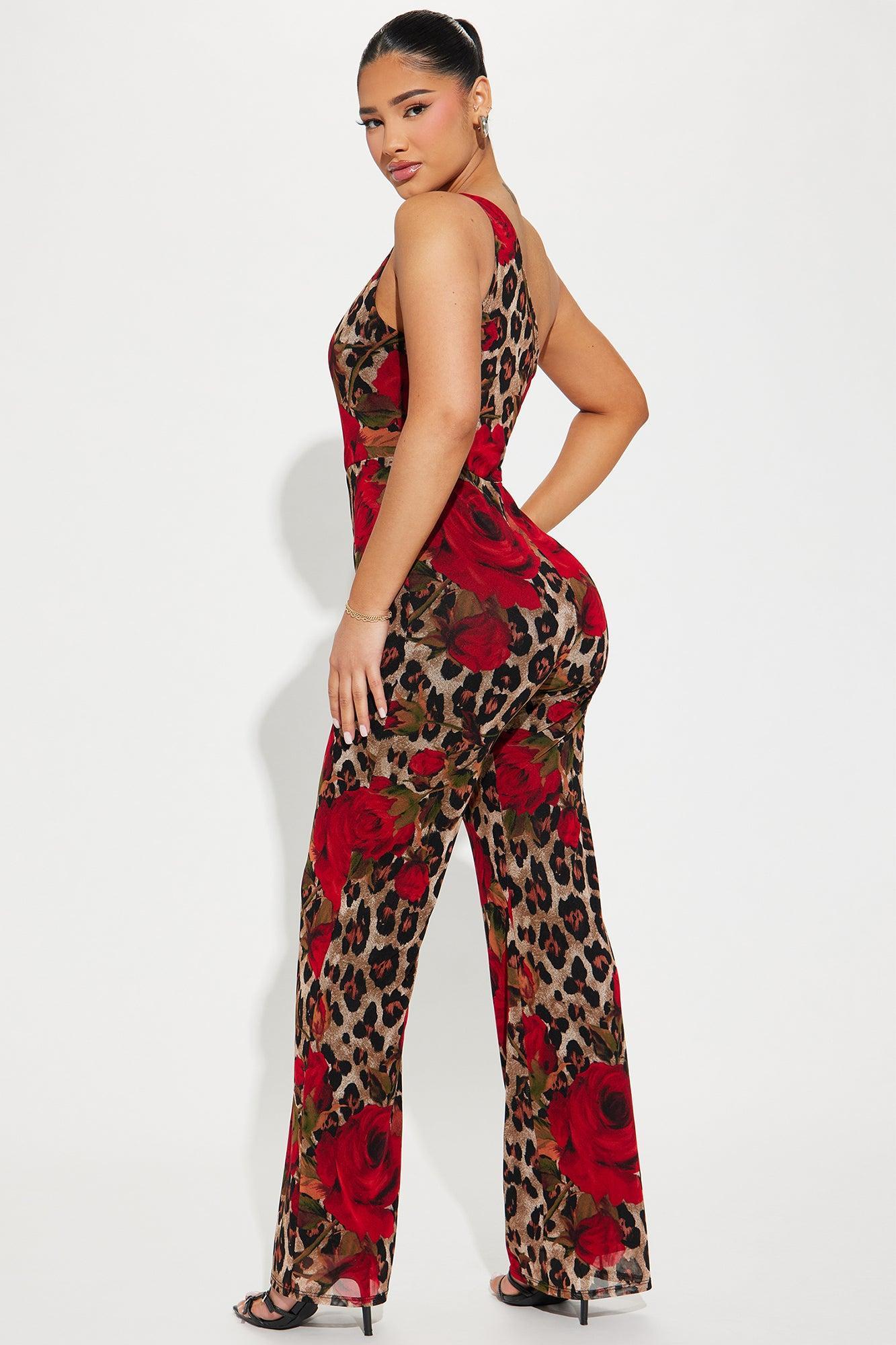 Leopard Rose Jumpsuit - Brown/combo Product Image