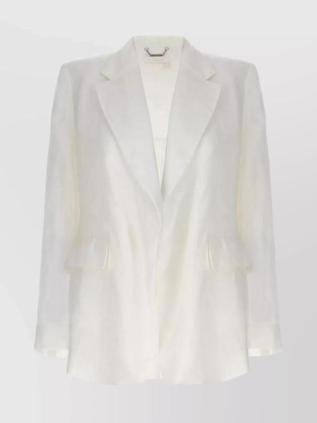 Double-breasted Blazer In White Product Image