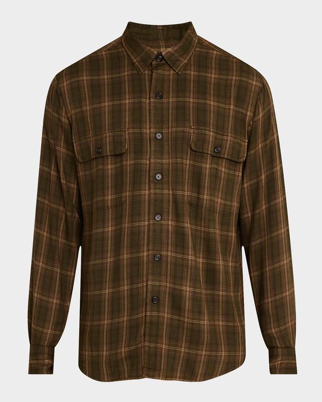 Men's Classic Fit Plaid Twill Work Shirt Product Image