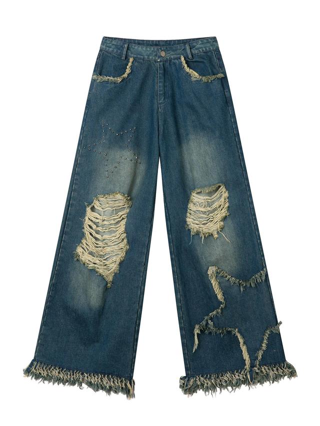 Aelfric Eden Distressed Fringe Star Jeans Product Image