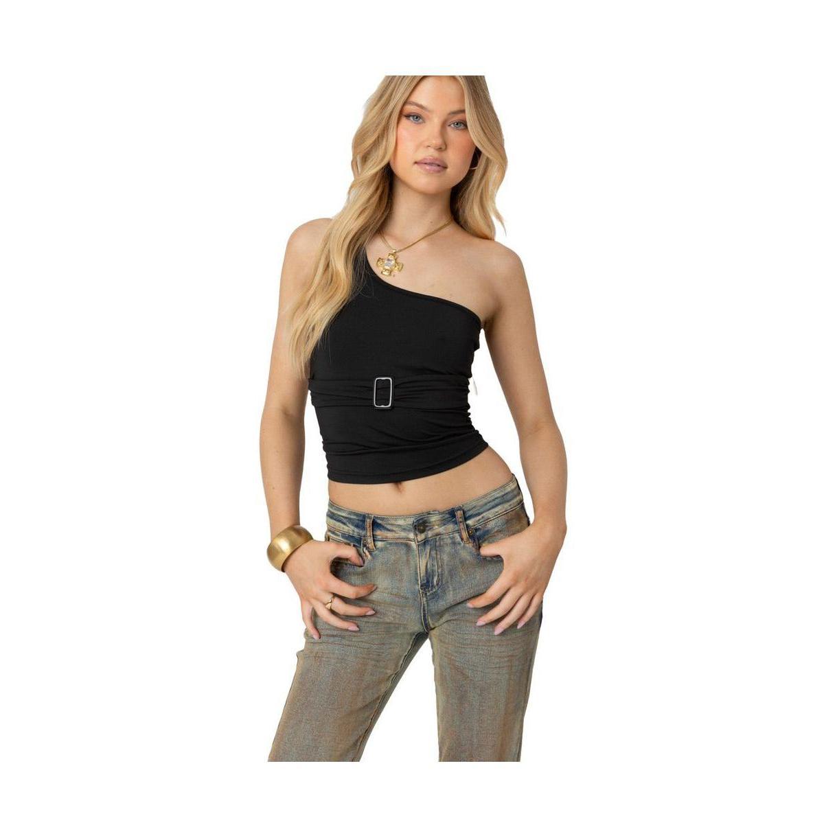 Edikted Womens Belted one shoulder top Product Image