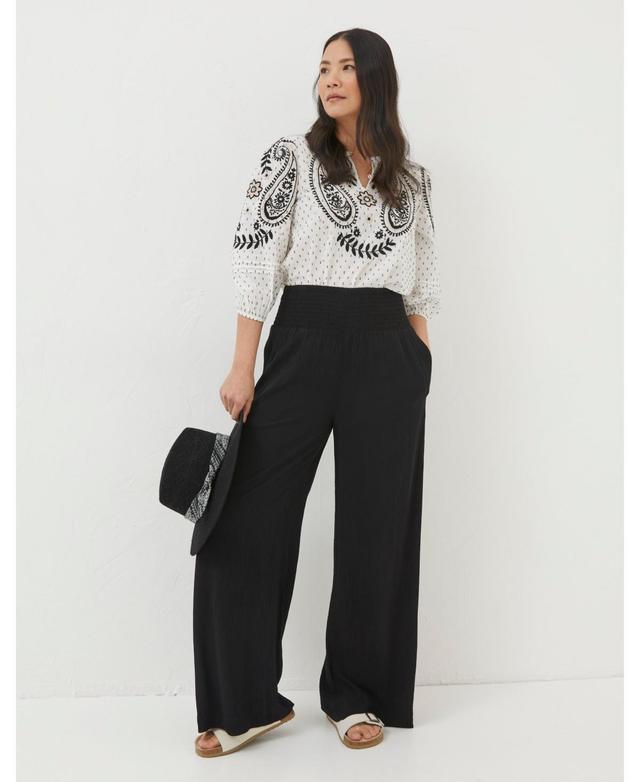 FatFace Womens Shirred Wide Leg Palazzo Trousers Product Image