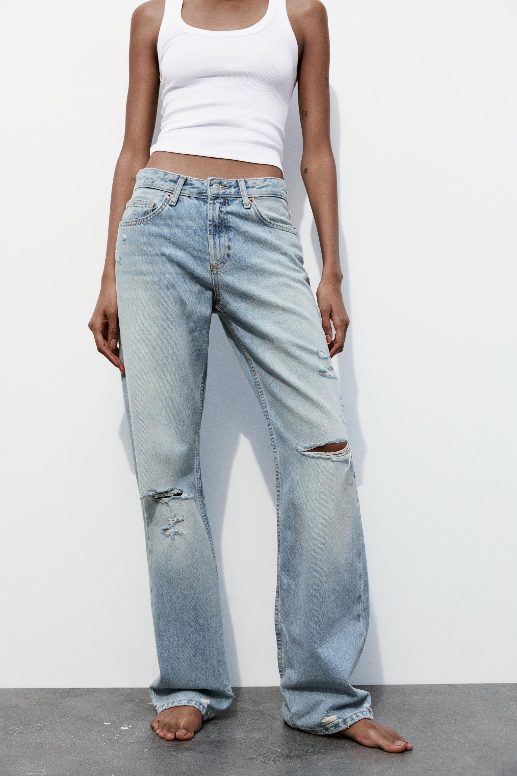 TRF MID-RISE WIDE LEG RIPPED JEANS Product Image