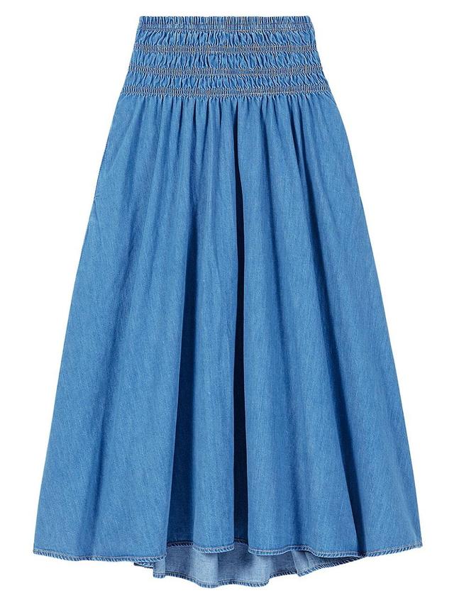 Womens Smocked Denim Skirt Product Image