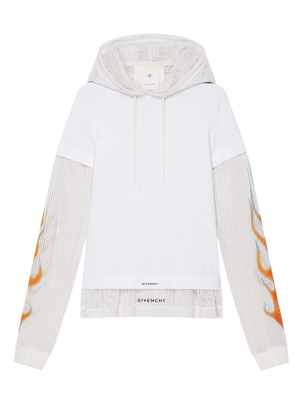 Mens Overlapped Hooded T-Shirt In Cotton And Mesh Product Image