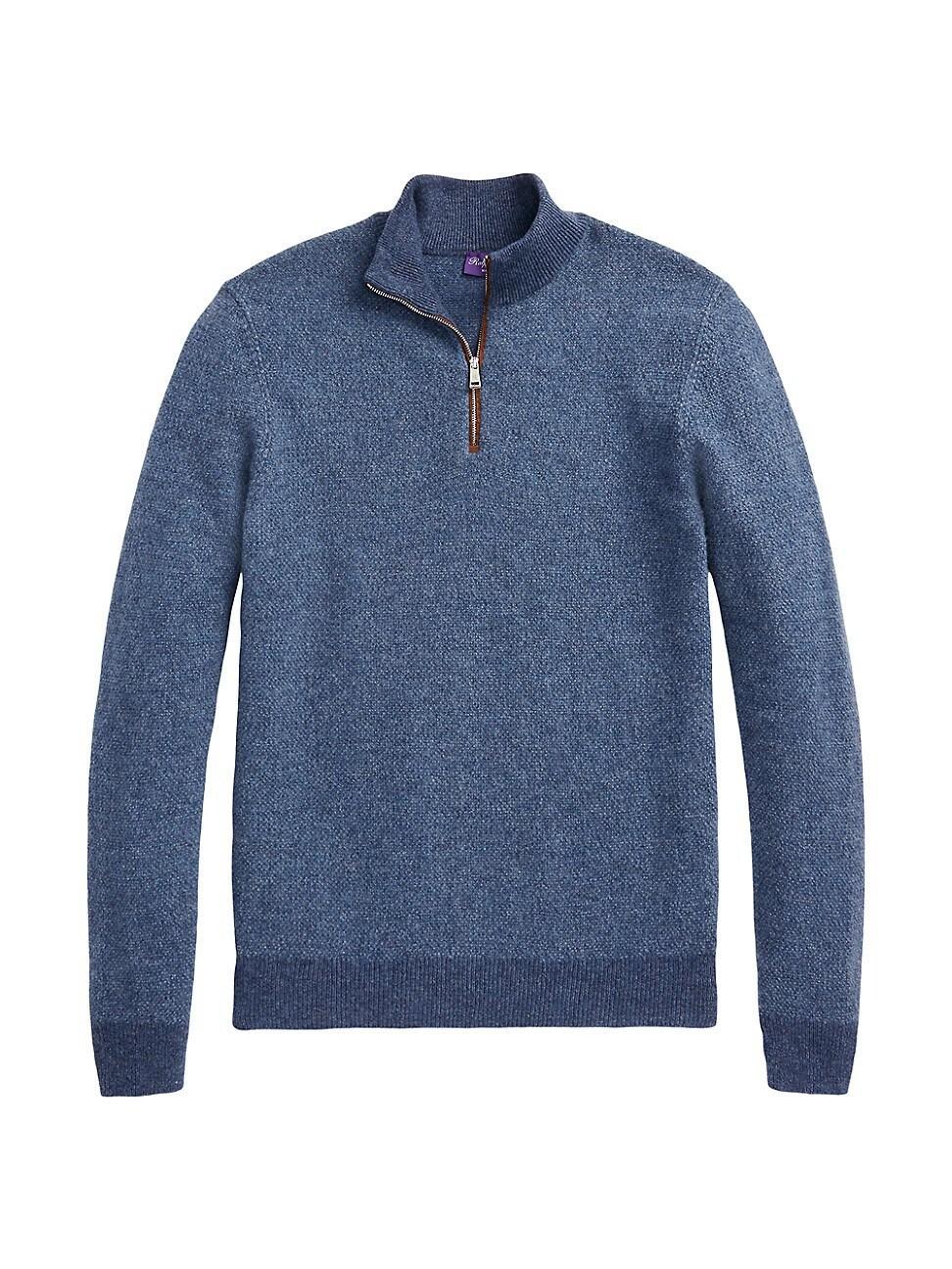 Ralph Lauren Purple Label Birds Eye Cashmere Quarter Zip Sweater Product Image