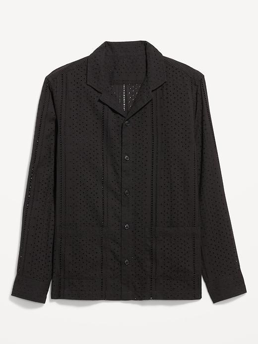 Button-Front Eyelet Shirt Product Image