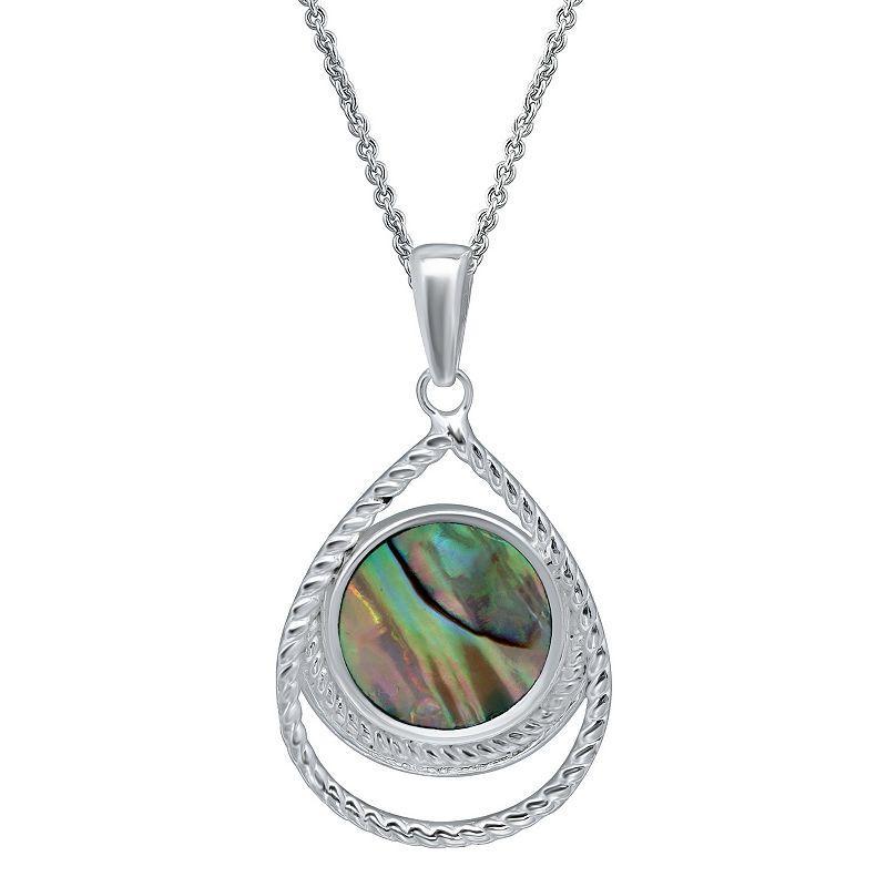 Aleure Precioso Silver Plated Abalone Teardrop Pendant Necklace, Womens Silver Tone Team Product Image