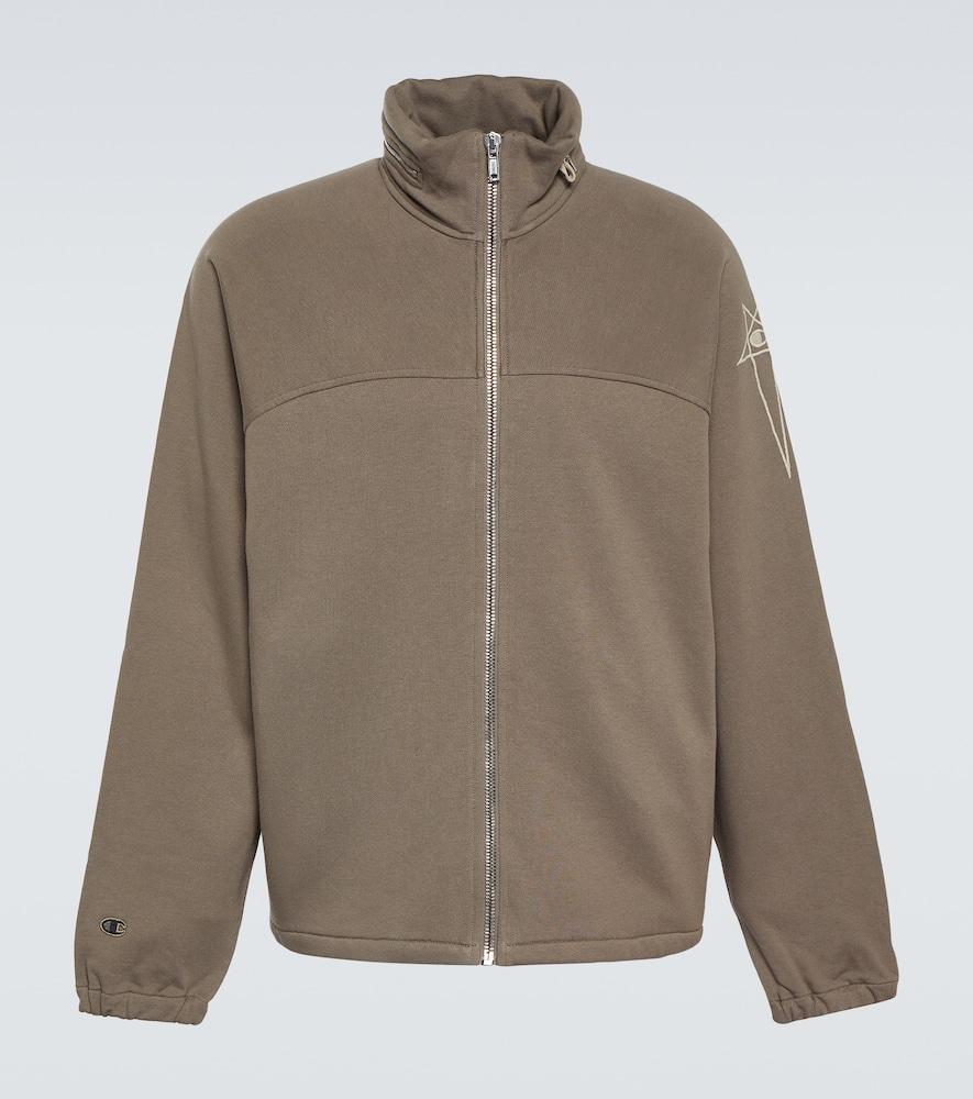 RICK OWENS X Champion Mountain Asymmetric Cotton Jacket In Beige Product Image