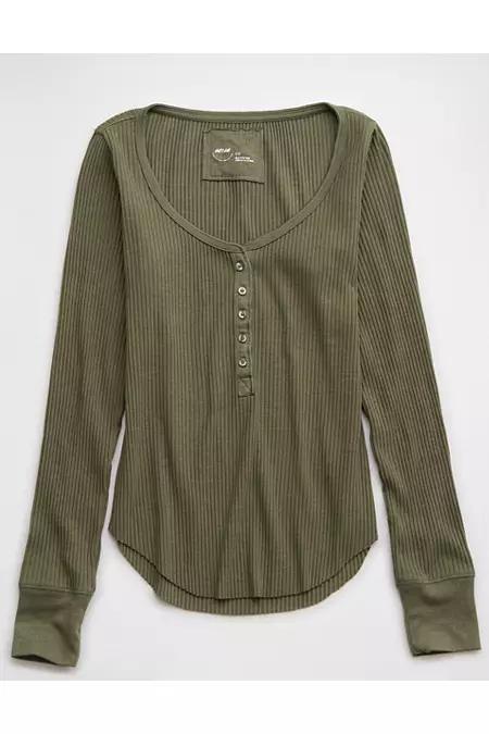 Aerie Essential Henley Layering T-Shirt Women's Product Image