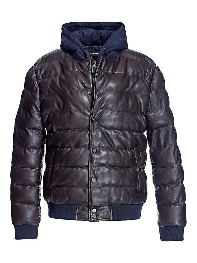 Mens Leather Hooded Jacket Product Image