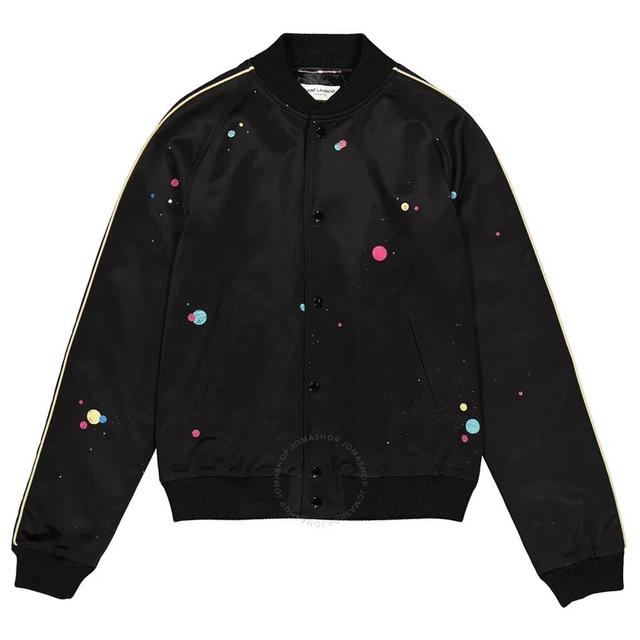 Men's Black Galaxy Logo-printed Bomber Jacket Product Image