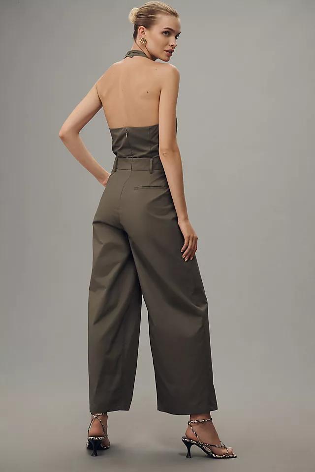 Flat White Halter Trouser Jumpsuit Product Image