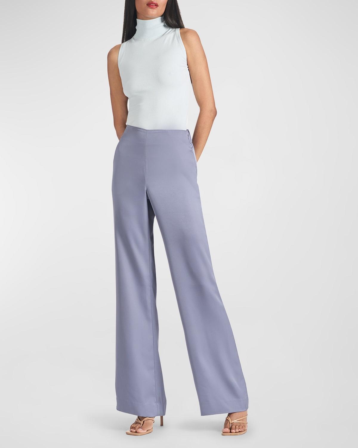 Bri High-Rise Straight-Leg Twill Pants Product Image