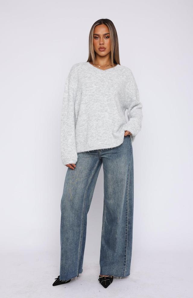 Don't Doubt It Oversized Sweater Light Grey Product Image