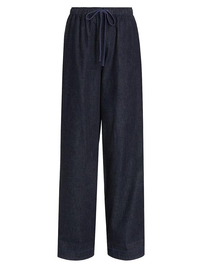 Womens Cotton Drawstring Wide-Leg Pants Product Image